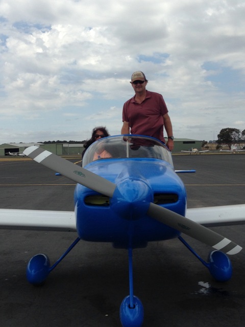 Claire is in and ready, whilst Wayne climbs into the pilots side.